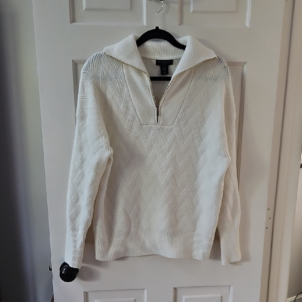 Cynthia Rowley Cream Knit 1/4 Zip-Up Sweater